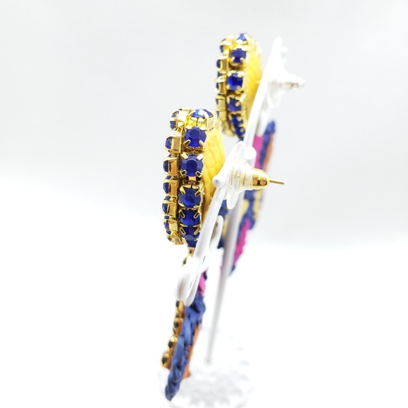 100% handmade, rattan earrings,statement  jewelry - Picture 4 of 5